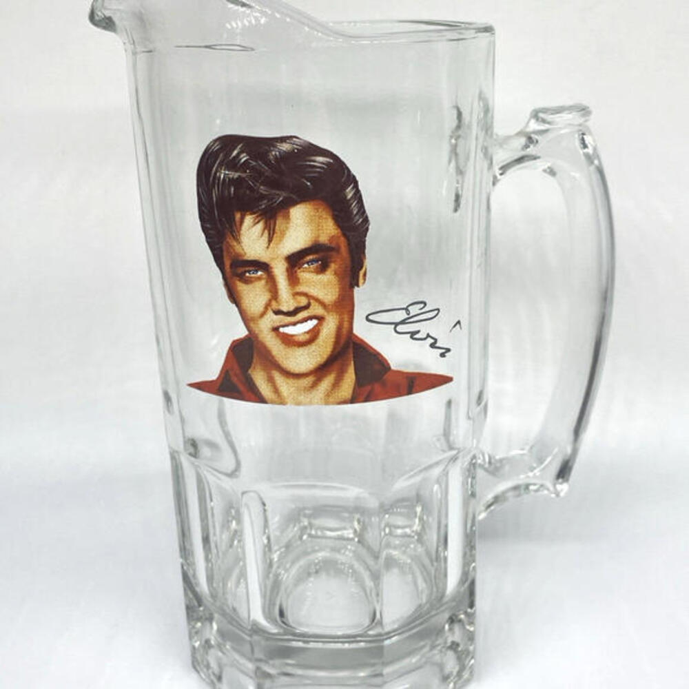 Vintage Elvis Presley‎ Glass Pitcher Libbey Portrait Bar Man Cave